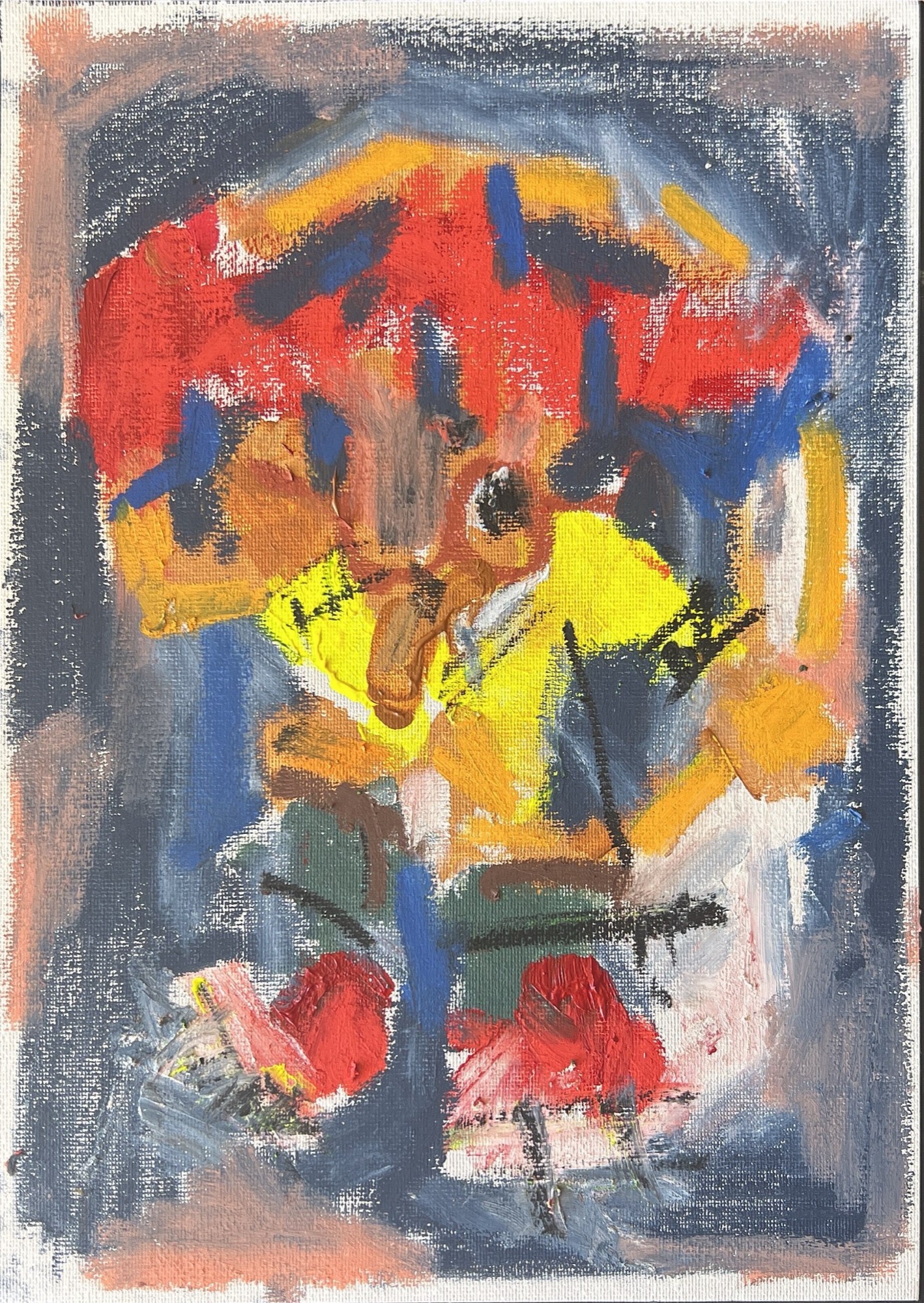 Gestural figure study in primary colors