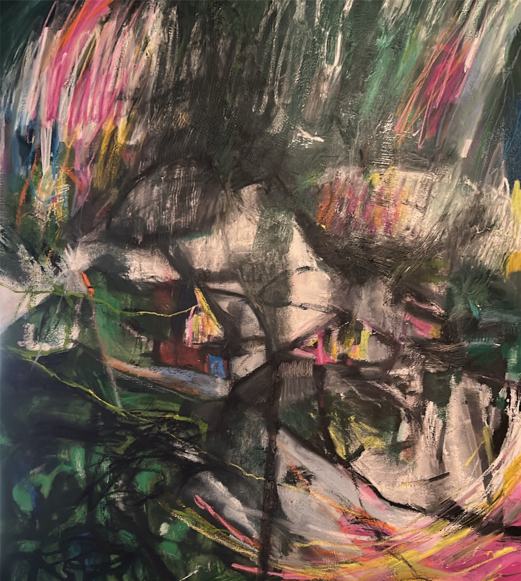 Green landscape with branching forms